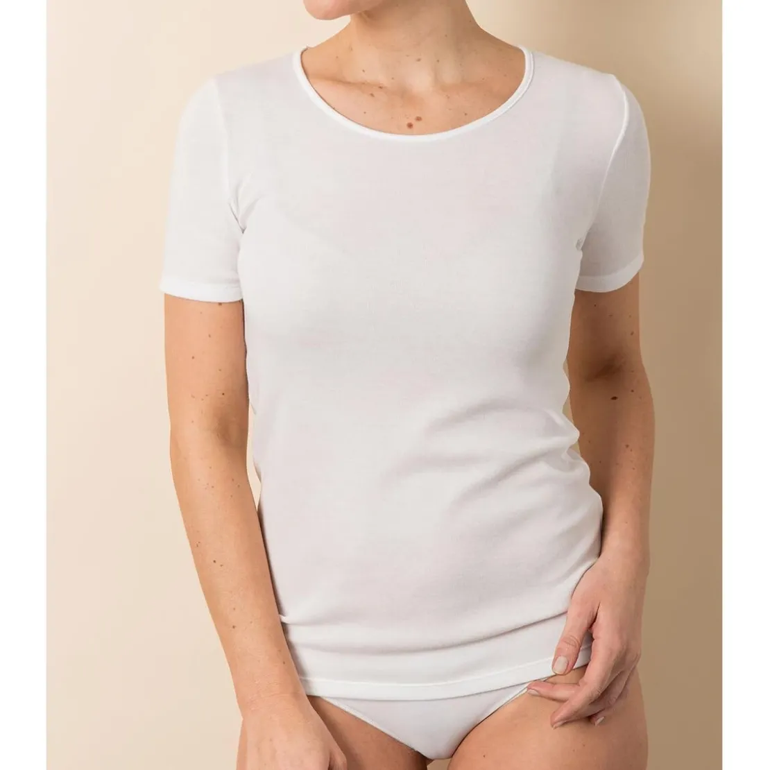 DamartLot de deux TS maille interlock blanc en coton