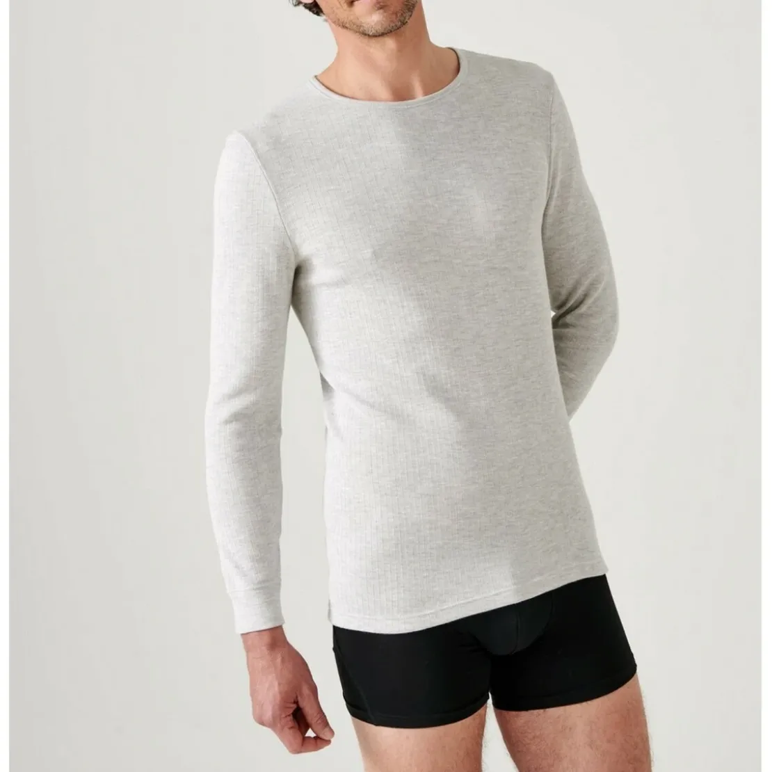 DamartTee Shirt Homme Manches Longues ThermolactylGris Chiné