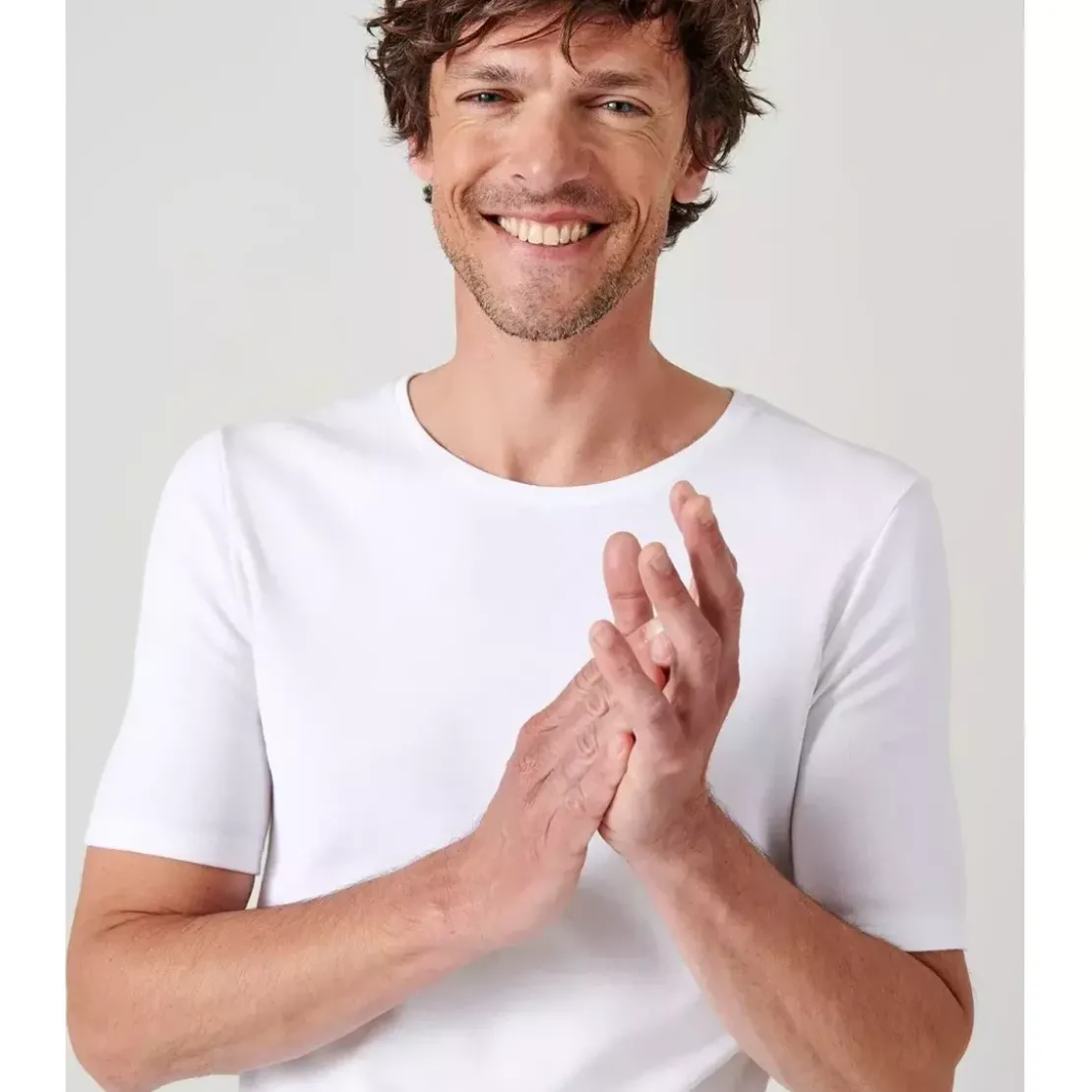 DamartTee-shirt manches courtes en mailles blanc