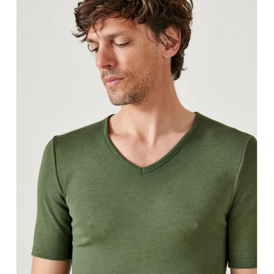 DamartTee Shirt Manches Courtes Kaki Thermolactyl