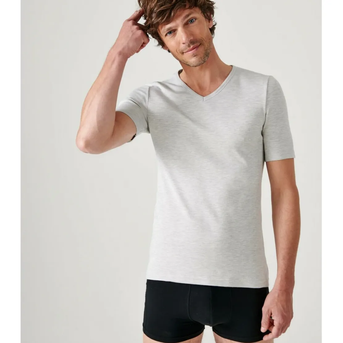DamartTee Shirt Manches Courtes Gris Chiné Thermolactyl