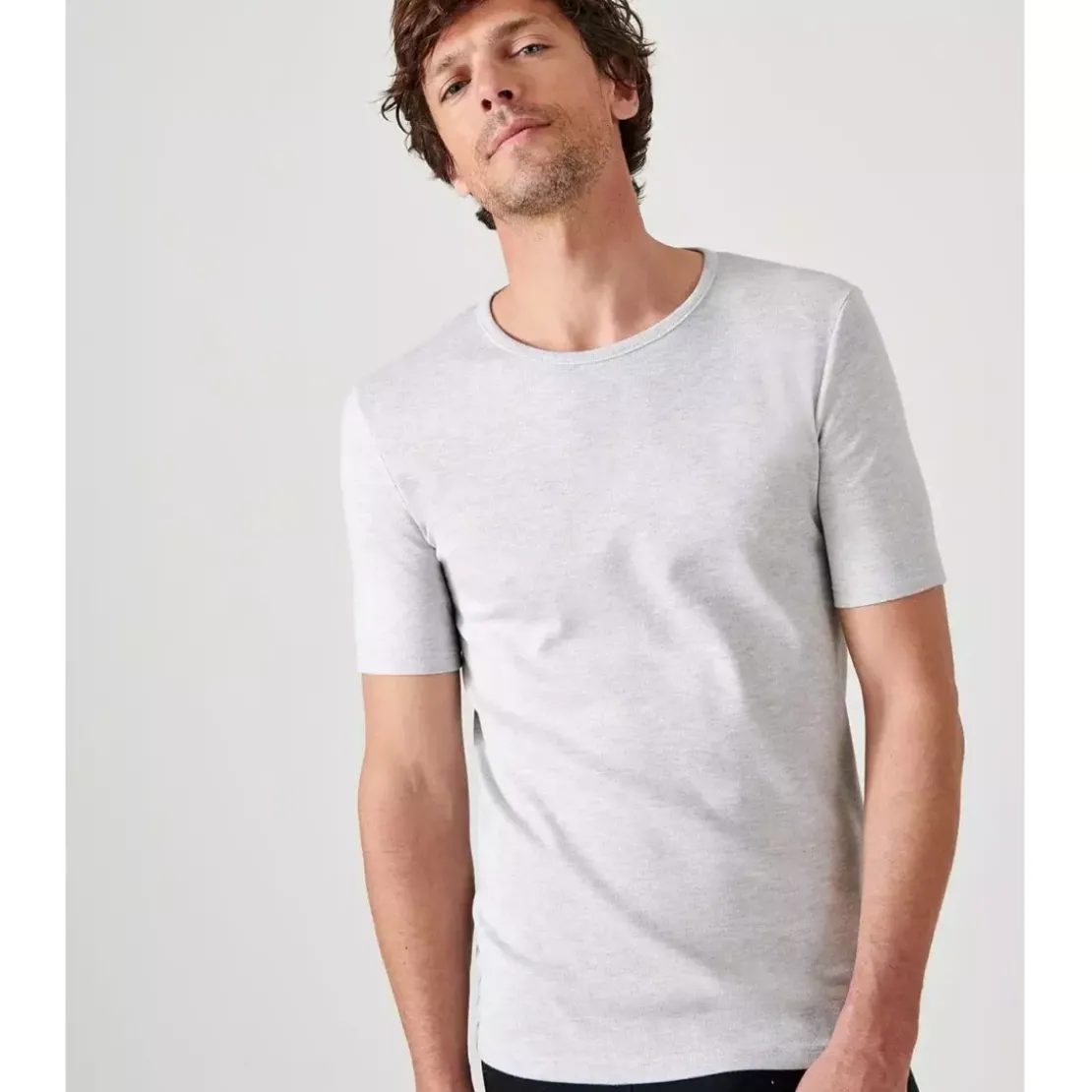 DamartTee-shirt manches courtes en mailles gris