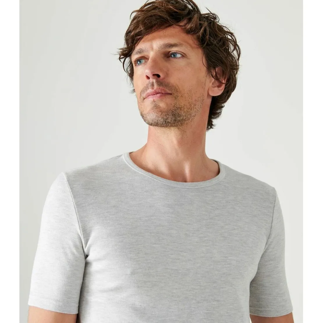 DamartTee-shirt manches courtes en mailles gris