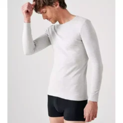 DamartTee-shirt manches longues col rond en mailles gris chiné