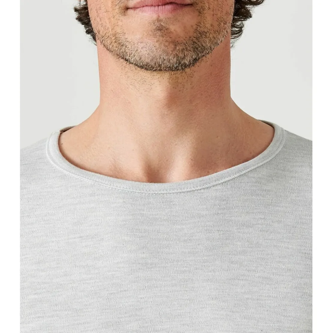 DamartTee-shirt manches longues col rond en mailles gris chiné