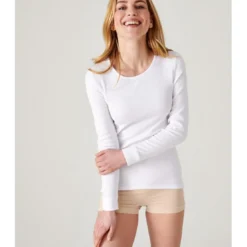 DamartTee Shirt Manches Longues. Blanc Thermolactyl en coton
