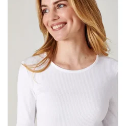 DamartTee Shirt Manches Longues. Blanc Thermolactyl en coton
