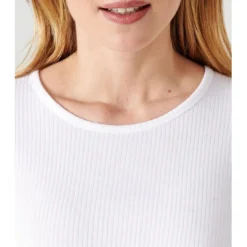 DamartTee Shirt Manches Longues. Blanc Thermolactyl en coton