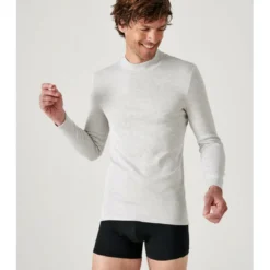 DamartTee Shirt Manches Longues Col Montant Gris Chiné Thermolactyl