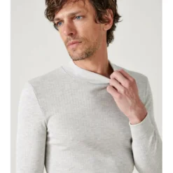 DamartTee Shirt Manches Longues Col Montant Gris Chiné Thermolactyl
