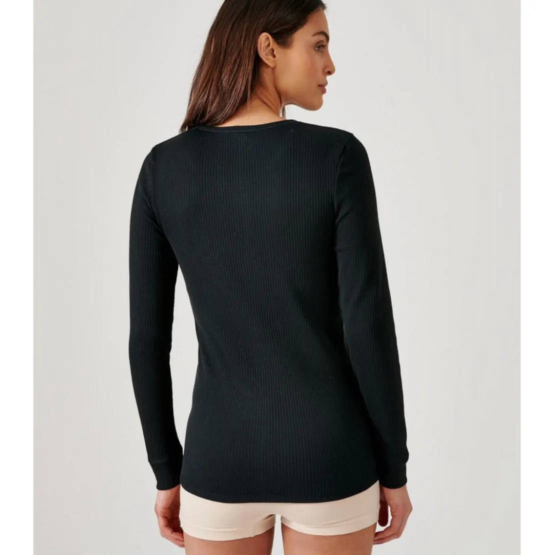 DamartTee Shirt Manches Longues. Noir Thermolactyl en coton