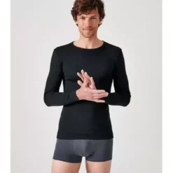 DamartTee-shirt manches longues col rond en maille noir