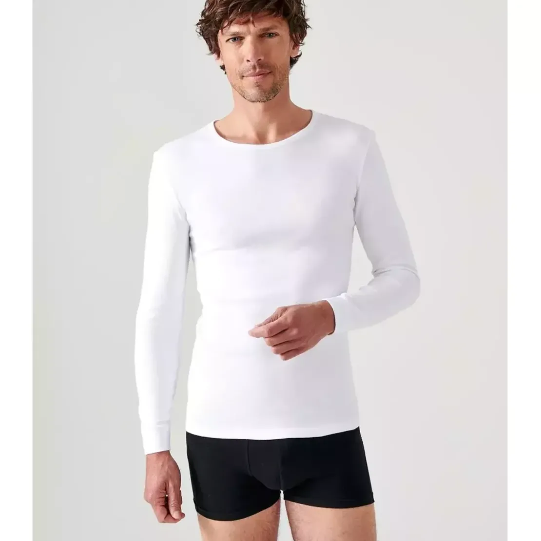 DamartTee-shirt manches longues col rond en mailles blanc