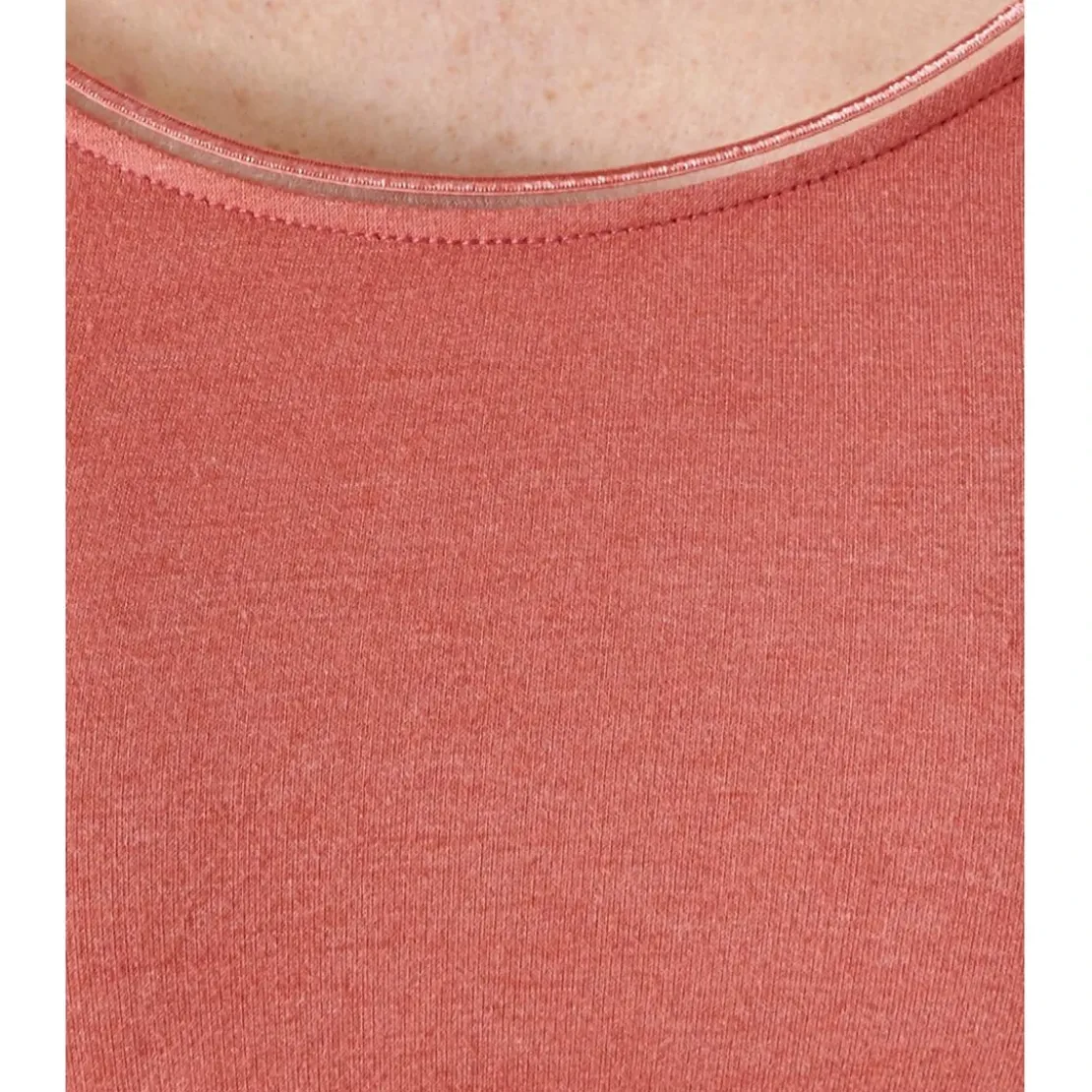 DamartTee-shirt Manches Longues Rose Terracotta en coton