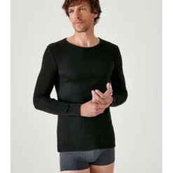 DamartTee Shirt noir à manches longues pour hommeThermolactyl
