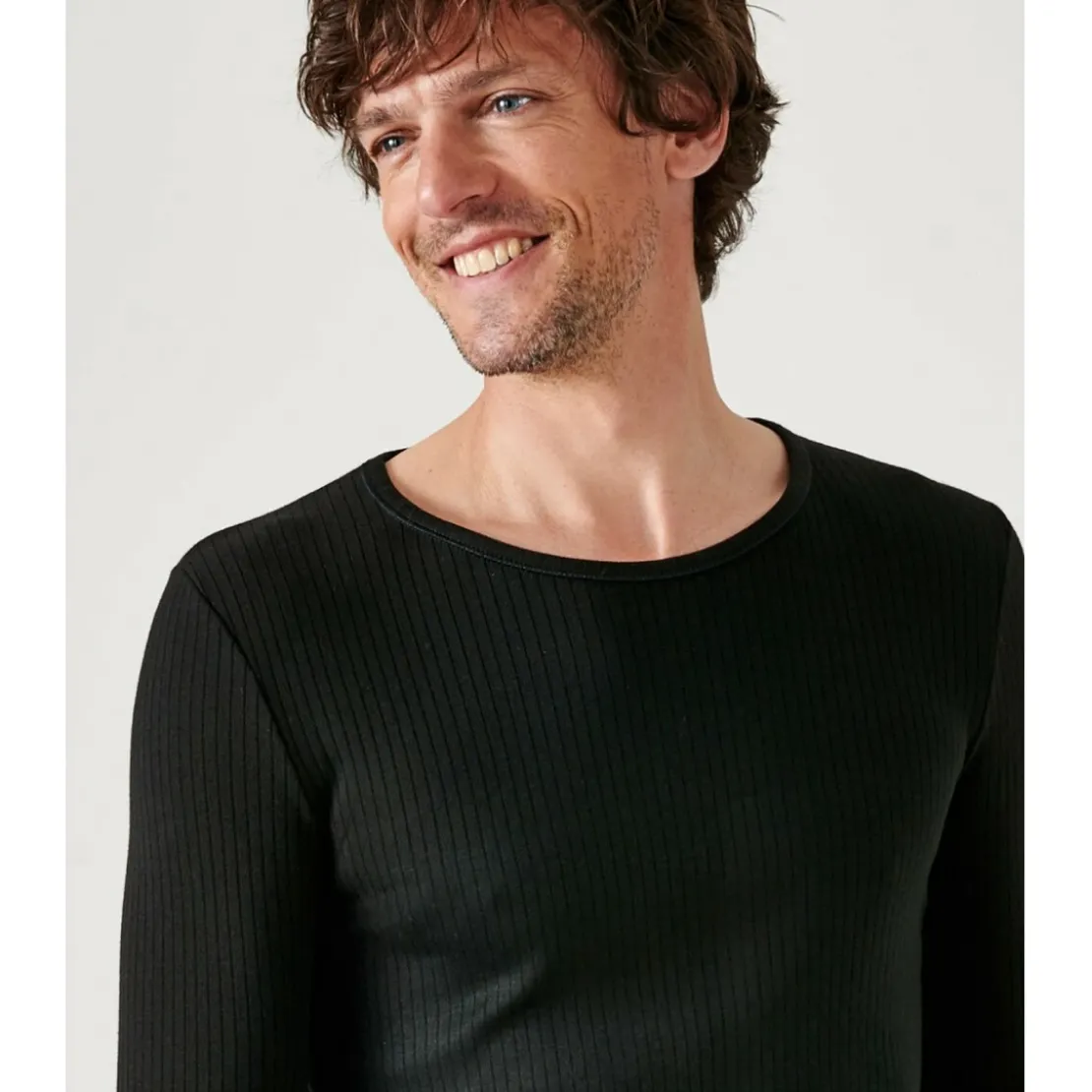 DamartTee Shirt noir à manches longues pour hommeThermolactyl