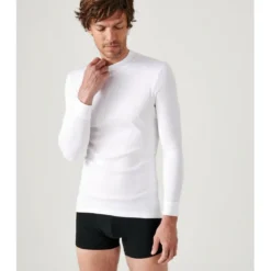 DamartTee Shirt pour homme à manches longues et col montant blanc Thermolactyl