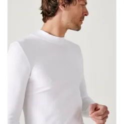 DamartTee Shirt pour homme à manches longues et col montant blanc Thermolactyl