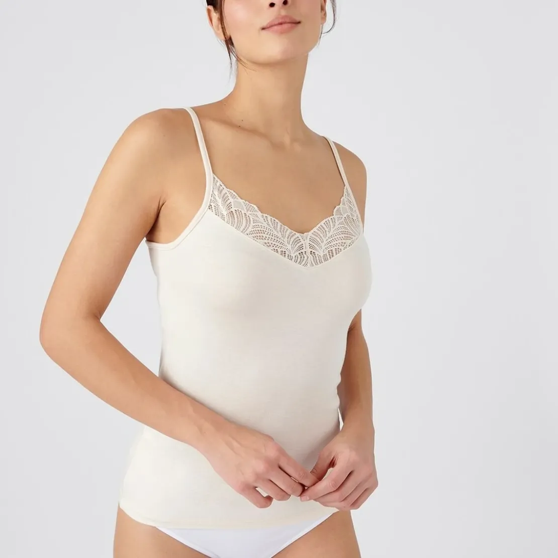 DamartT-shirt caraco dentelle - Sable