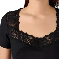 DamartT-shirt à manches courtes en coton noir