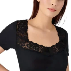 DamartT-shirt à manches courtes en coton noir