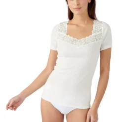 DamartT-shirt manches courtes- Blanc en coton