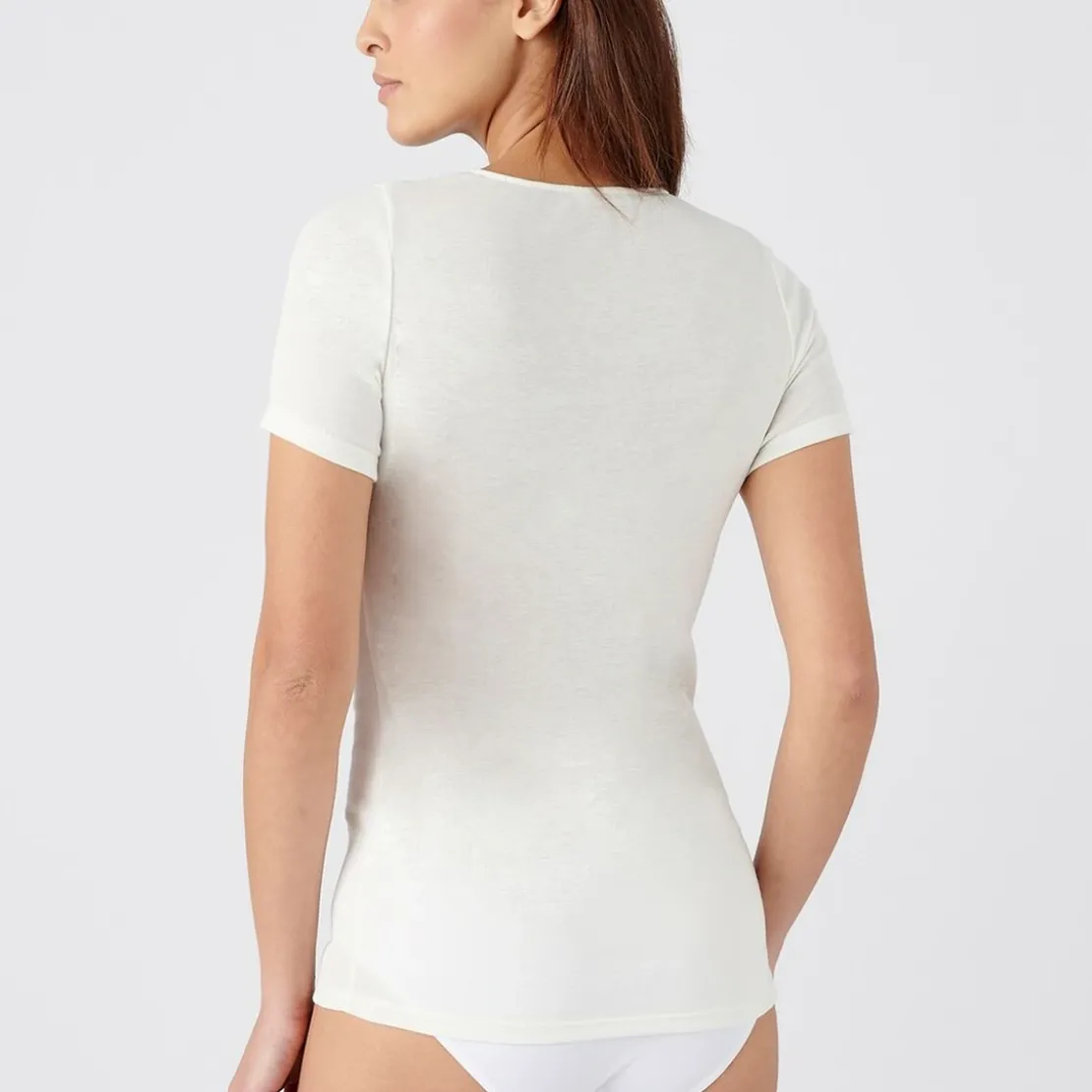 DamartT-shirt manches courtes- Blanc en coton