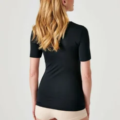 DamartT-shirt manches courtes - Noir en coton