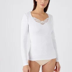 DamartT-shirt manches longues - Blanc en coton