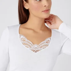 DamartT-shirt manches longues - Blanc en coton