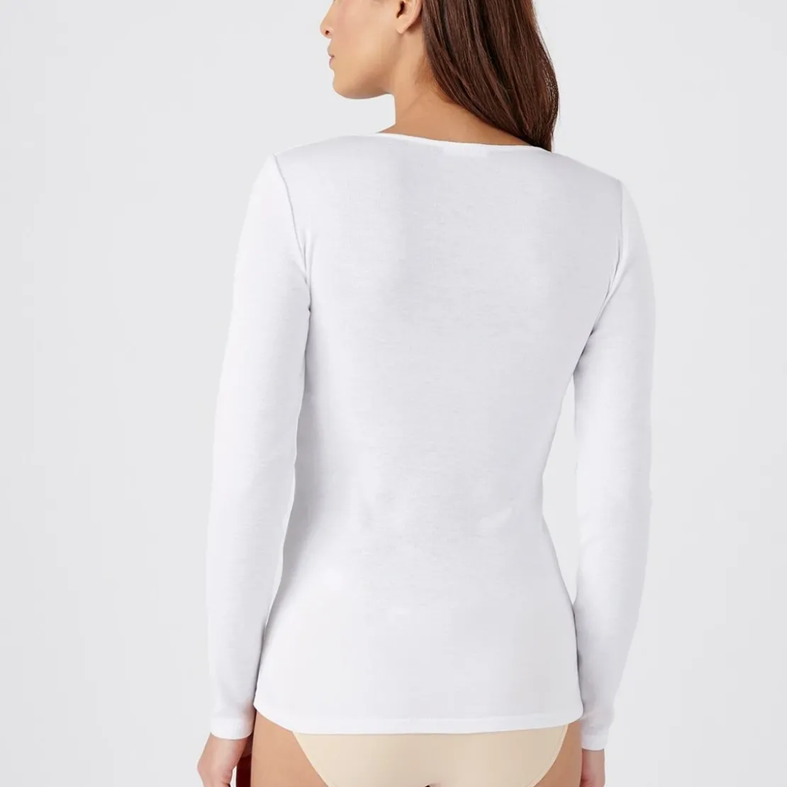 DamartT-shirt manches longues - Blanc en coton