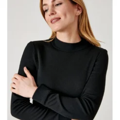 DamartT Shirt Manches Longues Col Montant Noir Thermolactyl