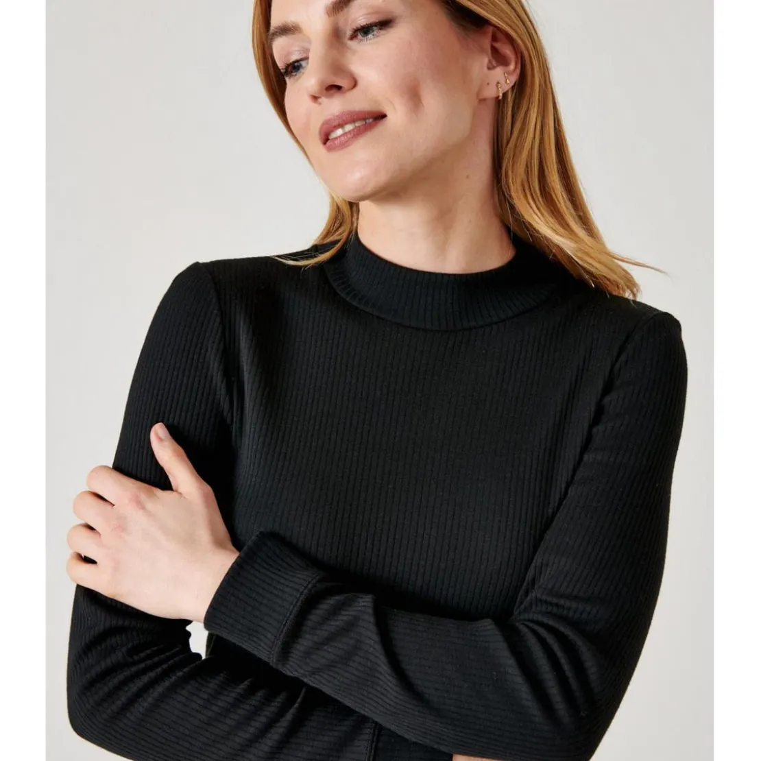 DamartT Shirt Manches Longues Col Montant Noir Thermolactyl