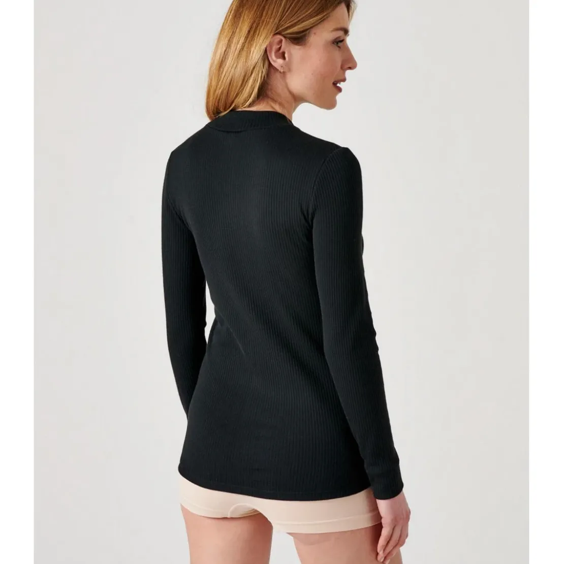 DamartT Shirt Manches Longues Col Montant Noir Thermolactyl