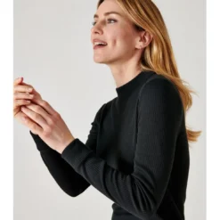 DamartT Shirt Manches Longues Col Montant Noir Thermolactyl