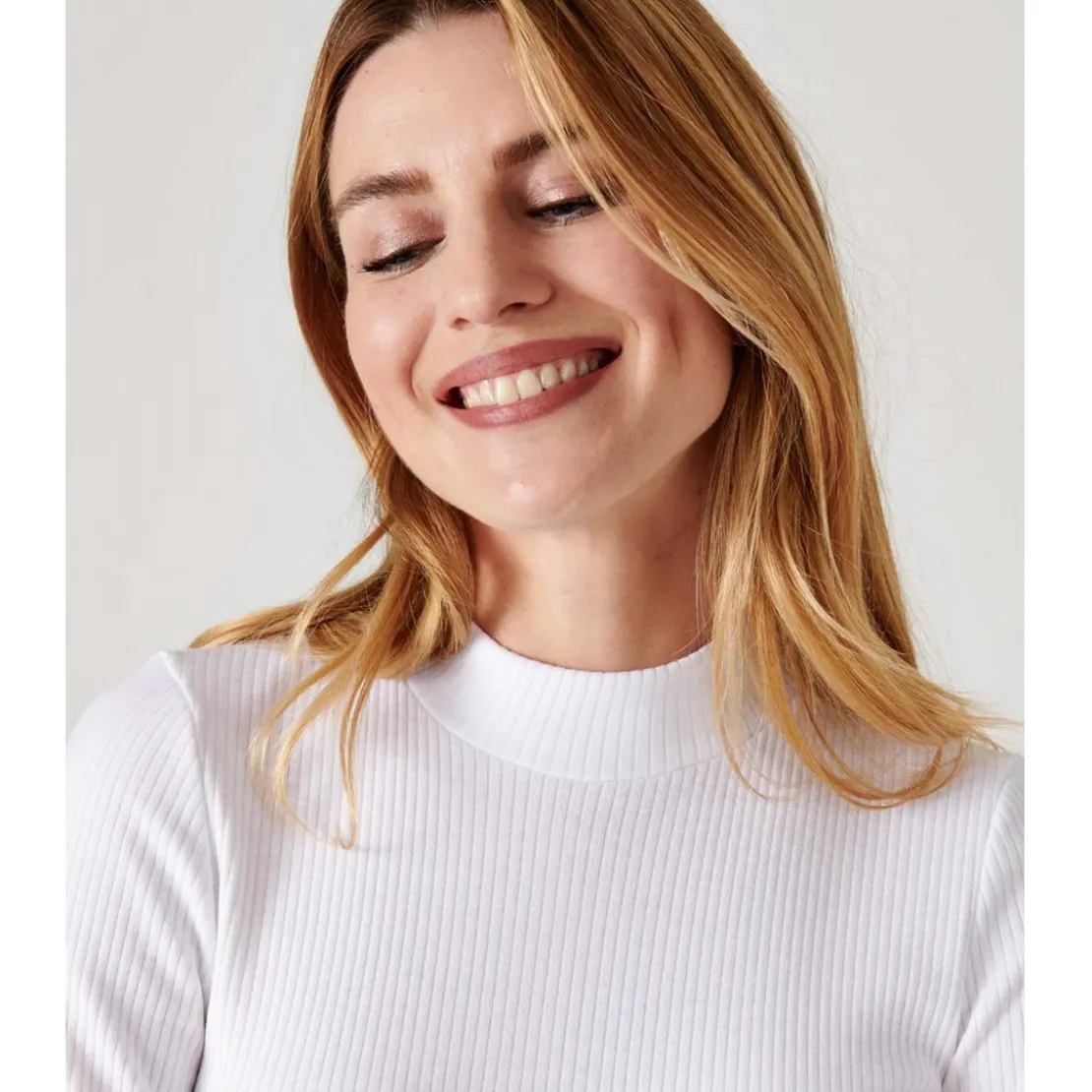 DamartT Shirt Manches Longues Col Montant Blanc Thermolactyl