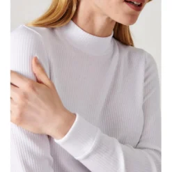 DamartT Shirt Manches Longues Col Montant Blanc Thermolactyl