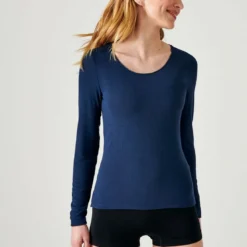 DamartT-shirt manches longues - Bleu Marine en coton