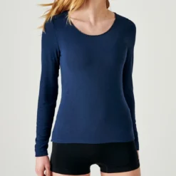 DamartT-shirt manches longues - Bleu Marine en coton