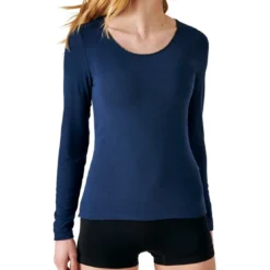 DamartT-shirt manches longues - Bleu Marine en coton