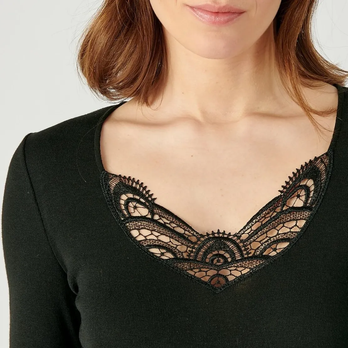 DamartT-shirt manches longues - Noir en coton