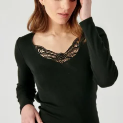 DamartT-shirt manches longues - Noir en coton