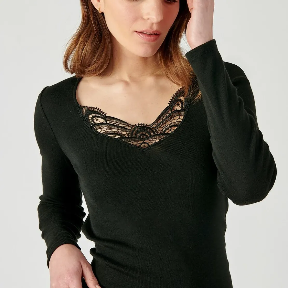 DamartT-shirt manches longues - Noir en coton
