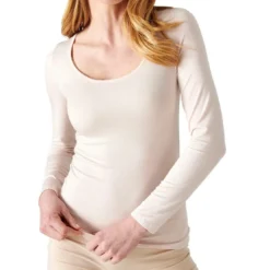 DamartT-shirt manches longues - Sable en coton