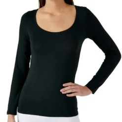 DamartT-shirt manches longues en coton noir pour femme
