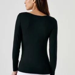 DamartT-shirt manches longues en coton noir pour femme