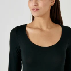 DamartT-shirt manches longues en coton noir pour femme