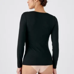 DamartT-shirt pour femme à manches longues noir en coton