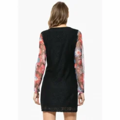 DesigualRobe courte manches 3/4 dentelle femme Desigual - Noir