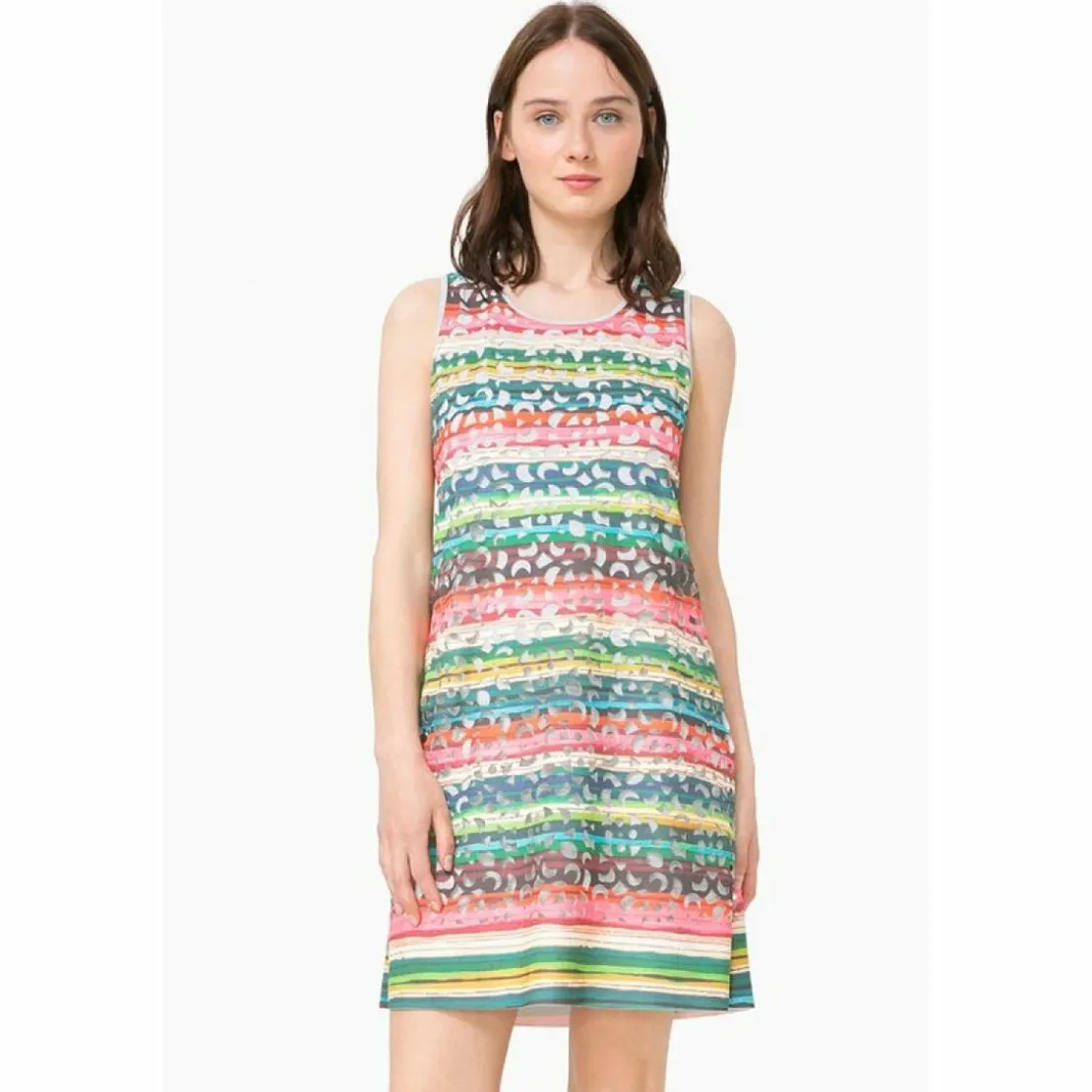 DesigualRobe courte sans manches découpes ajourées femme Desigual - Multicolore